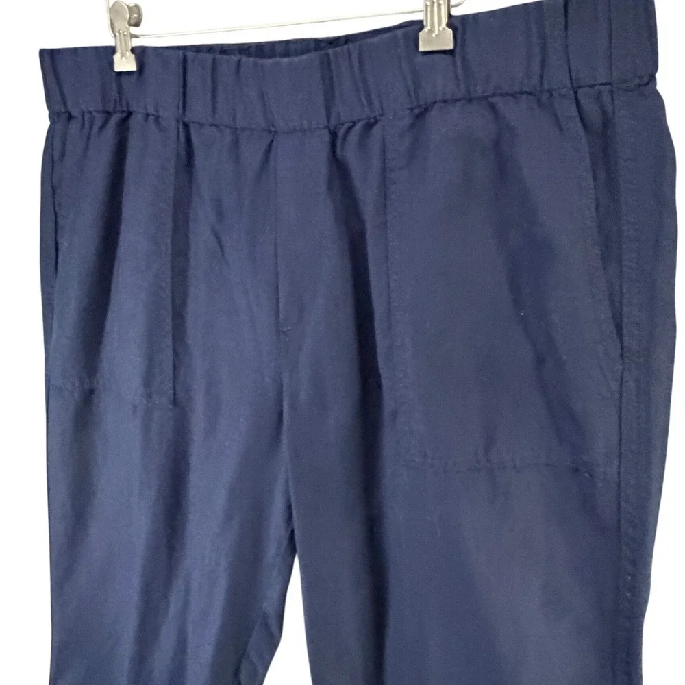 Banana Republic Tencel Linen Pants Womens XL Blue Tapered Relaxed Minimalist